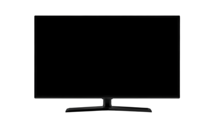 Modern large black TV isolated on transparent background