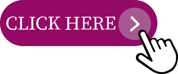 Click Here Button Icon.Pointer Click button. Modern action button mouse click symbol. Computer mouse click cursor or Hand pointer symbol. Cursor arrow icon. Clicking finger. Vector illustration.