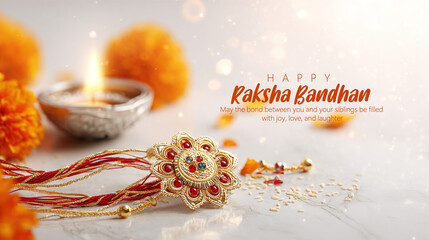 Celebration of Raksha Bandhan with Beautiful Rakhi and Festive Decorations