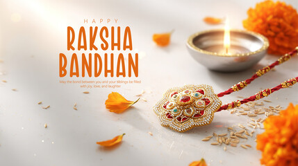 Celebration of Raksha Bandhan with Beautiful Rakhi and Festive Decorations
