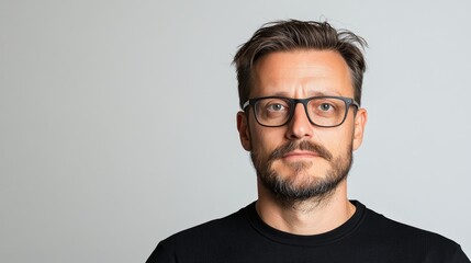Stylish bearded man with glasses modern portrait capturing contemporary style and fashion trends