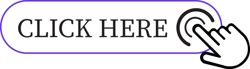 Click Here Button Icon.Pointer Click button. Modern action button mouse click symbol. Computer mouse click cursor or Hand pointer symbol. Cursor arrow icon. Clicking finger. Vector illustration.