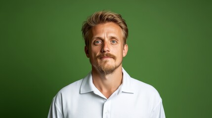 Fototapeta premium Stylish bearded man in white shirt modern portrait capturing masculine elegance