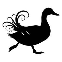 Obraz premium Duck Yoga Silhouette Vector Collection – Minimalist Animal Yoga Poses on Solid White Background