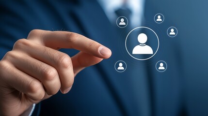 Businessman connecting to social media integrating online networking for corporate strategy