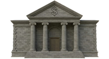 Naklejka premium Bank Building 3D Illustration Financial Institution Icon