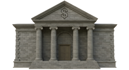 Bank Building 3D Illustration Financial Institution Icon