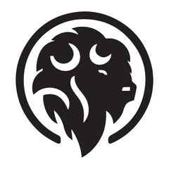 Minimalist bison animal with white background