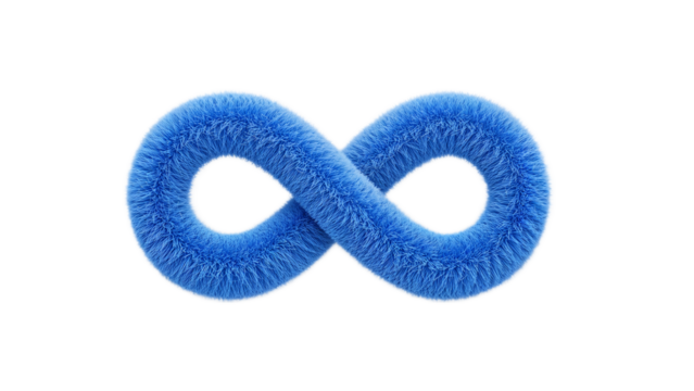 Eternal Blue A Fluffy Infinity Symbol Against a Clean White Backdrop
