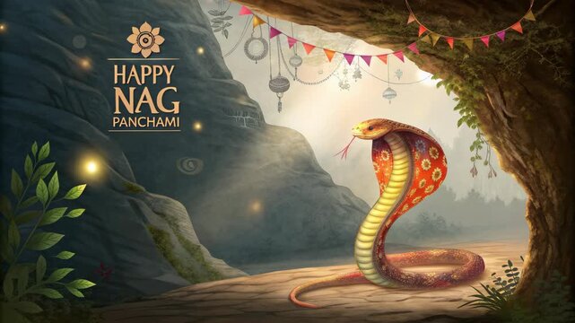 Nag Panchami Celebration with Cobra Illustration