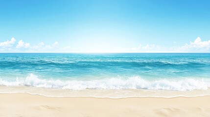 Obraz premium Tranquil beach paradise relaxing waves and endless blue sky scenic