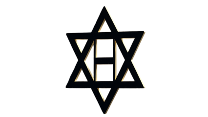 Isolated Star of David with Letter H isolated on transparent background