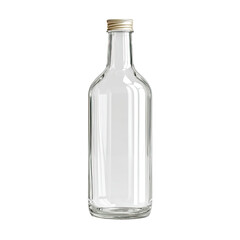Empty clear glass bottle with light-metal cap