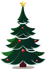 Obraz premium A festive Christmas tree adorned with ornaments and a star