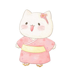 Fluffy Cat in a Kimono
