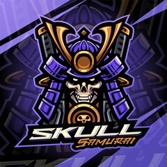 Skull samurai esport mascot logo design