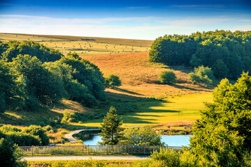 A small pond at the gateway to the Aubrac region in central France.
A small lake surrounded by...