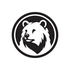 Minimalist grizzly bear animal with white background