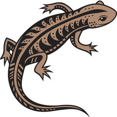 Obraz premium Brown striped lizard isolated on white background