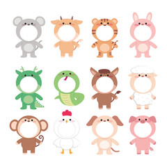 Fototapeta premium set of funny animals
