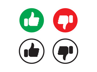 Thumbs Up and Down Icons Set &ndash; Like & Dislike Symbols in Color and Outline Style