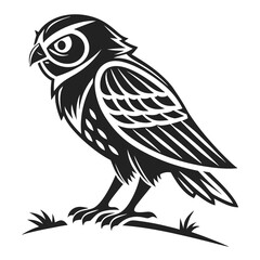 Obraz premium Stylized black and white owl perched on a branch