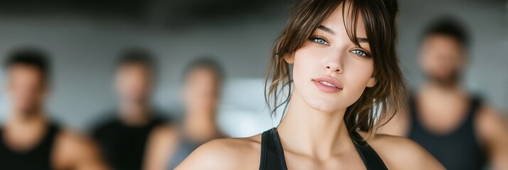 Fototapeta premium Young Women and Men Group Fitness Training Session Focused on Health and Wellness