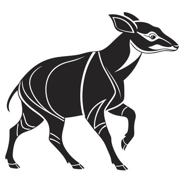 black and white okapi walking clip art preview