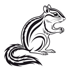 A cute chipmunk sits on a white background