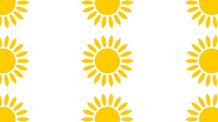 Cartoon seamless pattern illustration flat design sun icon with hot light ray used for fabric, picture label, wallpaper, banner, poster. Solar system planet, yellow, orange.