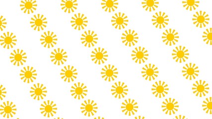 Cartoon seamless pattern illustration flat design sun icon with hot light ray used for fabric, picture label, wallpaper, banner, poster. Solar system planet, yellow, orange.