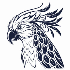 Obraz premium Stylized cockatoo bird head with ornate crest and feathers