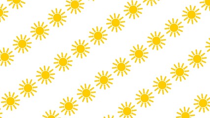 Cartoon seamless pattern illustration flat design sun icon with hot light ray used for fabric, picture label, wallpaper, banner, poster. Solar system planet, yellow, orange.