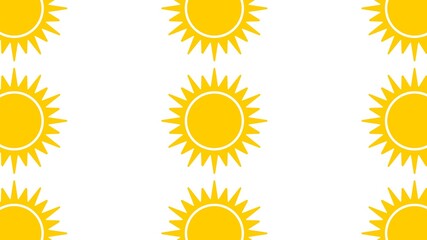 Cartoon seamless pattern illustration flat design sun icon with hot light ray used for fabric, picture label, wallpaper, banner, poster. Solar system planet, yellow, orange.