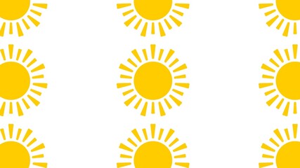 Cartoon seamless pattern illustration flat design sun icon with hot light ray used for fabric, picture label, wallpaper, banner, poster. Solar system planet, yellow, orange.