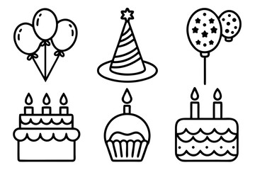 Adorable Birthday Celebration Line Art Bundle