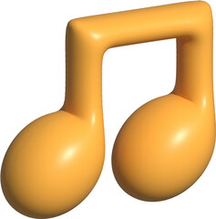 3d visual asset musical notes shape with orange color and inflate style