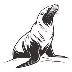 Stylized black seal with tribal patterns on white
