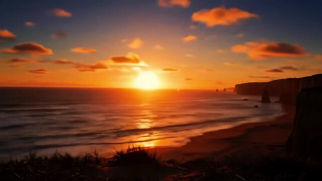 Beautiful sunset on tropical beach sky golden ocean summer travel vacation