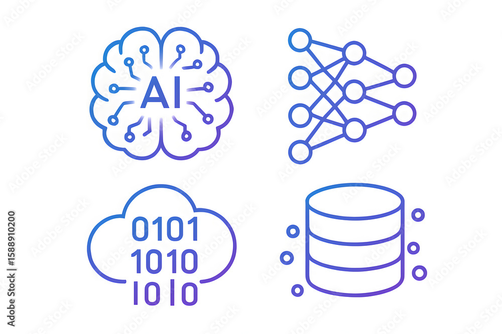 Poster ai icons: a striking array of interconnected icons that embodies the essence of artificial intellige