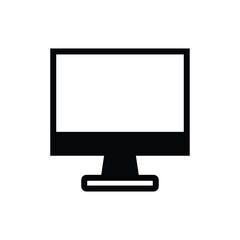 Black and White Icon of a Computer Monitor on a Plain Background