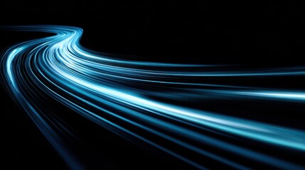 Blue speed light lines in motion, streaking across a dark backdrop, creating a dynamic effect, symbolizing fast movement, Speed Streaks, and technological advancement