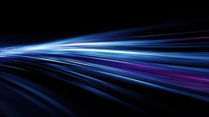 Blue speed light beam with motion on a dark background, representing fast movement with neon motion effects, ideal for themes of innovation and digital progress