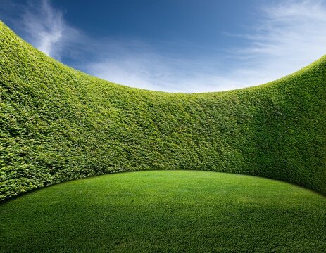 green grass curved wall on transparent