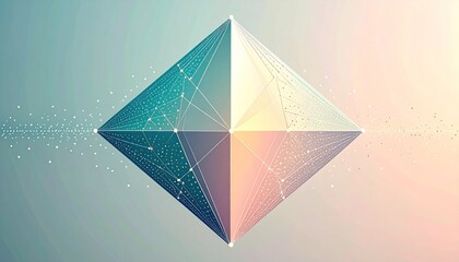 Abstract Geometric Diamond Shape with Dot Pattern and Gradient Colors on Soft Background
