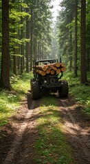 Forest truck carrying logs