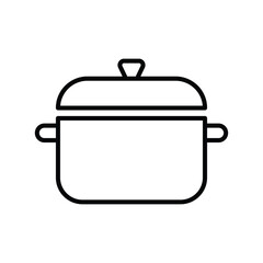 Simple Line Drawing of a Cooking Pot with Lid in Black and White Style
