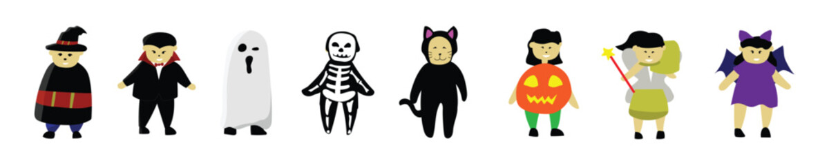 Cute Halloween Kids Costume Character Set – Dracula, Witch, Fairy, Ghost, and More