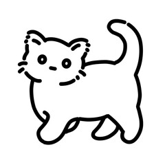 Vector illustration of simple cartoon cat line art outline 