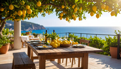 Mediterranean Lemon Grove Outdoor Dining Setting